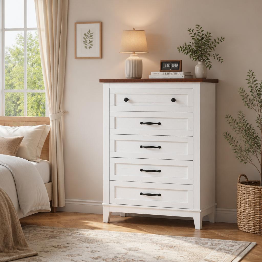 Bedroom Furniture - Commode haute à 5 tiroirs GarveeLife