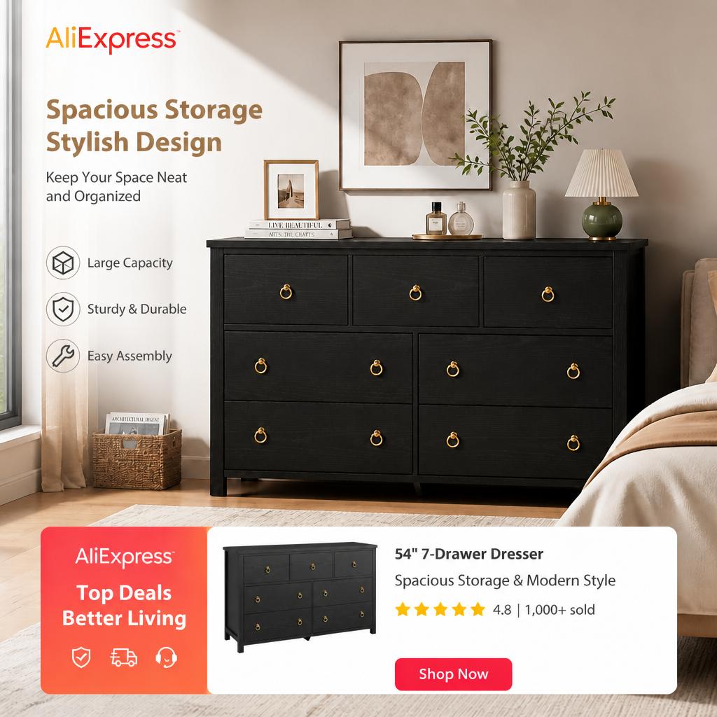 Bedroom Furniture - Commode à 7 tiroirs pour chambre