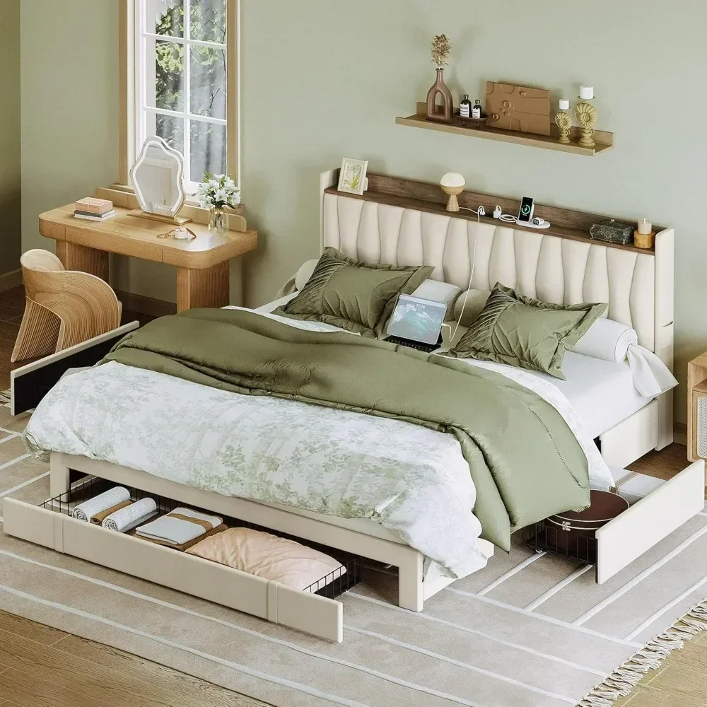 King Size Bed Frame With Storage Drawers - Cadre de lit King Size avec