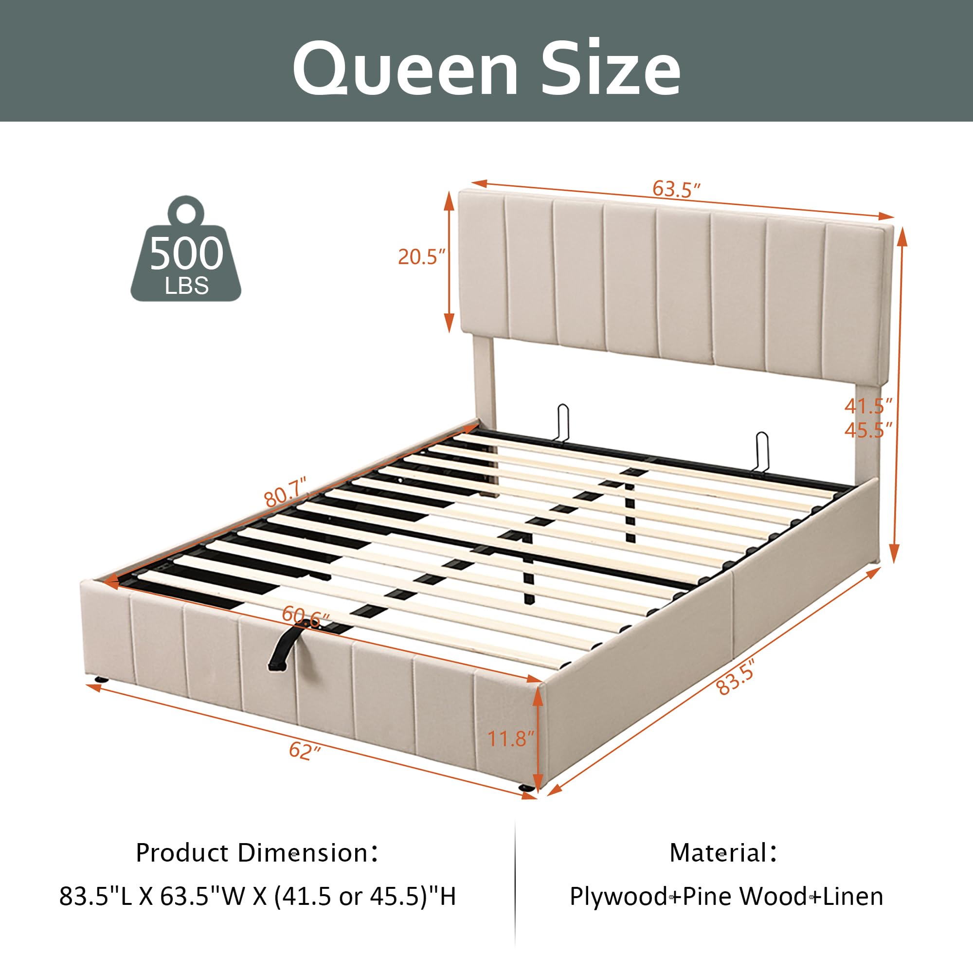 Lit avec plateforme de rangeme - Gas Lift Storage Bed Hydraulic avis et prix