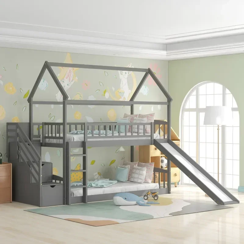 Lit superposé pour enfants en  - Bunk Bed With Stairs And Slide avis et prix
