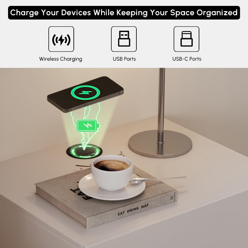 Ensemble de 2 tables de chevet - Floating Nightstand With Led Light avis et prix