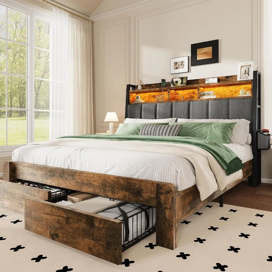 Cadre de lit King Size avec 2  - King Size Bed Frame With Storage Drawers avis et prix