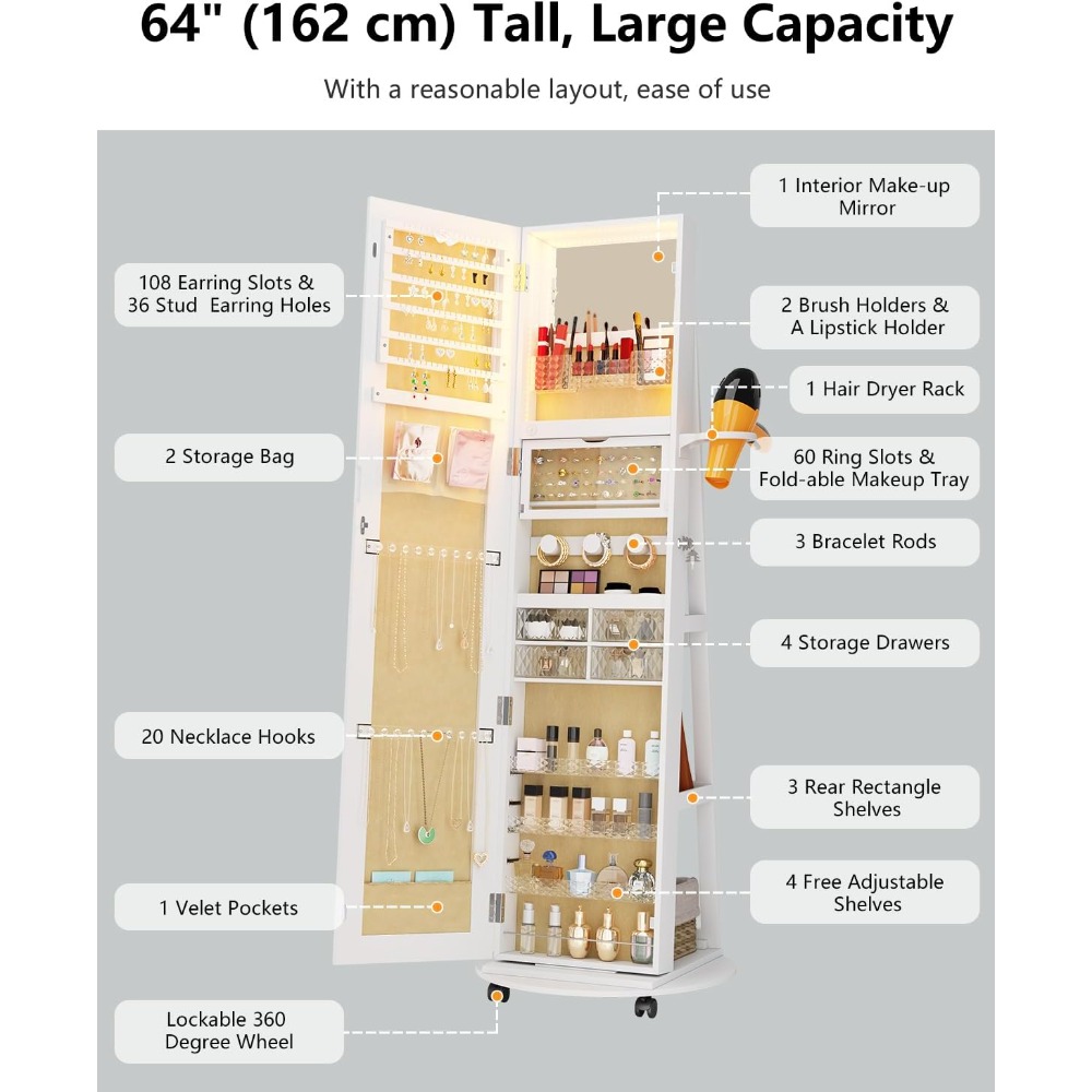 Armoire à bijoux avec miroir p - Full Length Mirror Jewelry Armoire avis et prix