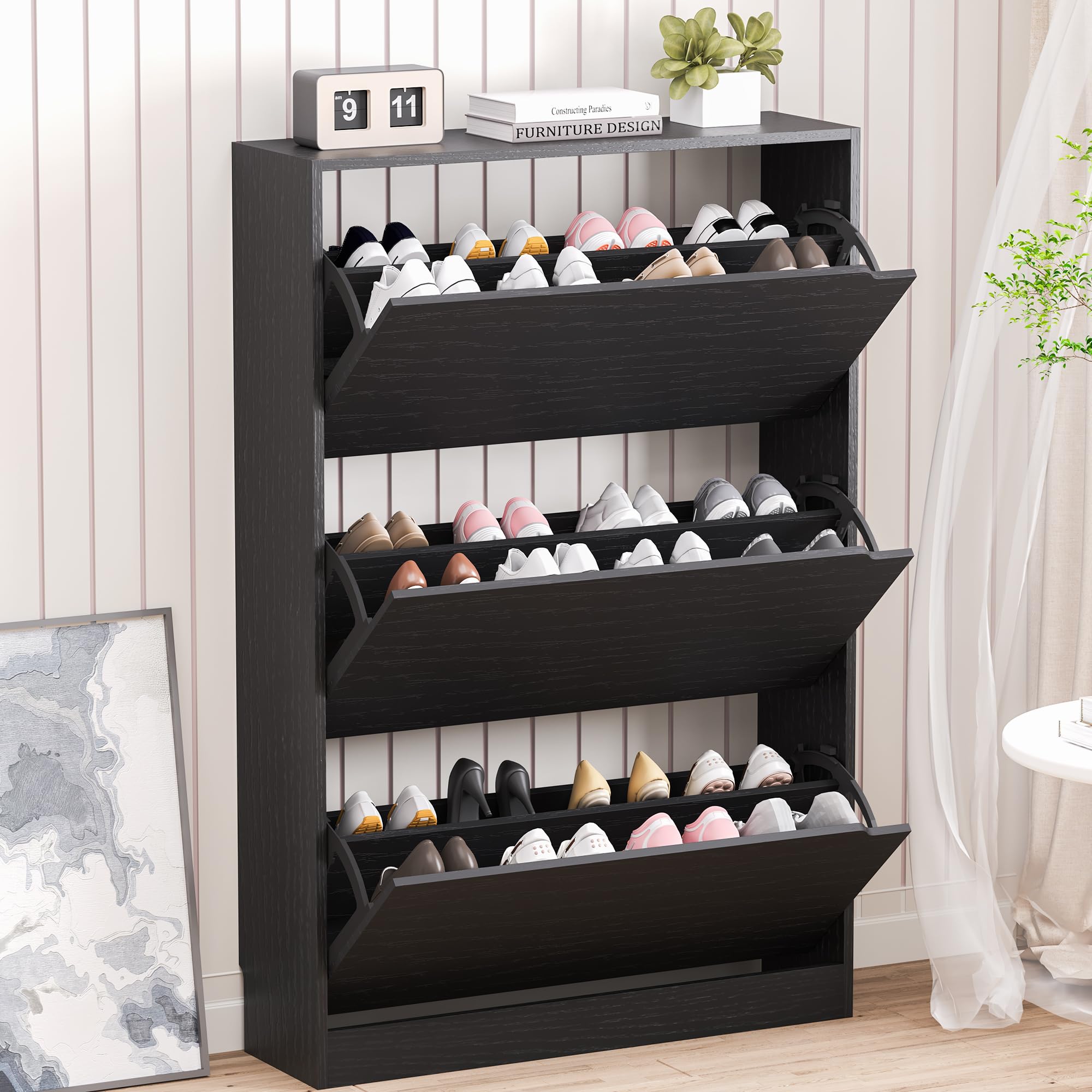 Meuble de rangement pour chaus - Shoe Rack Cabinet Narrow Entryway avis et prix