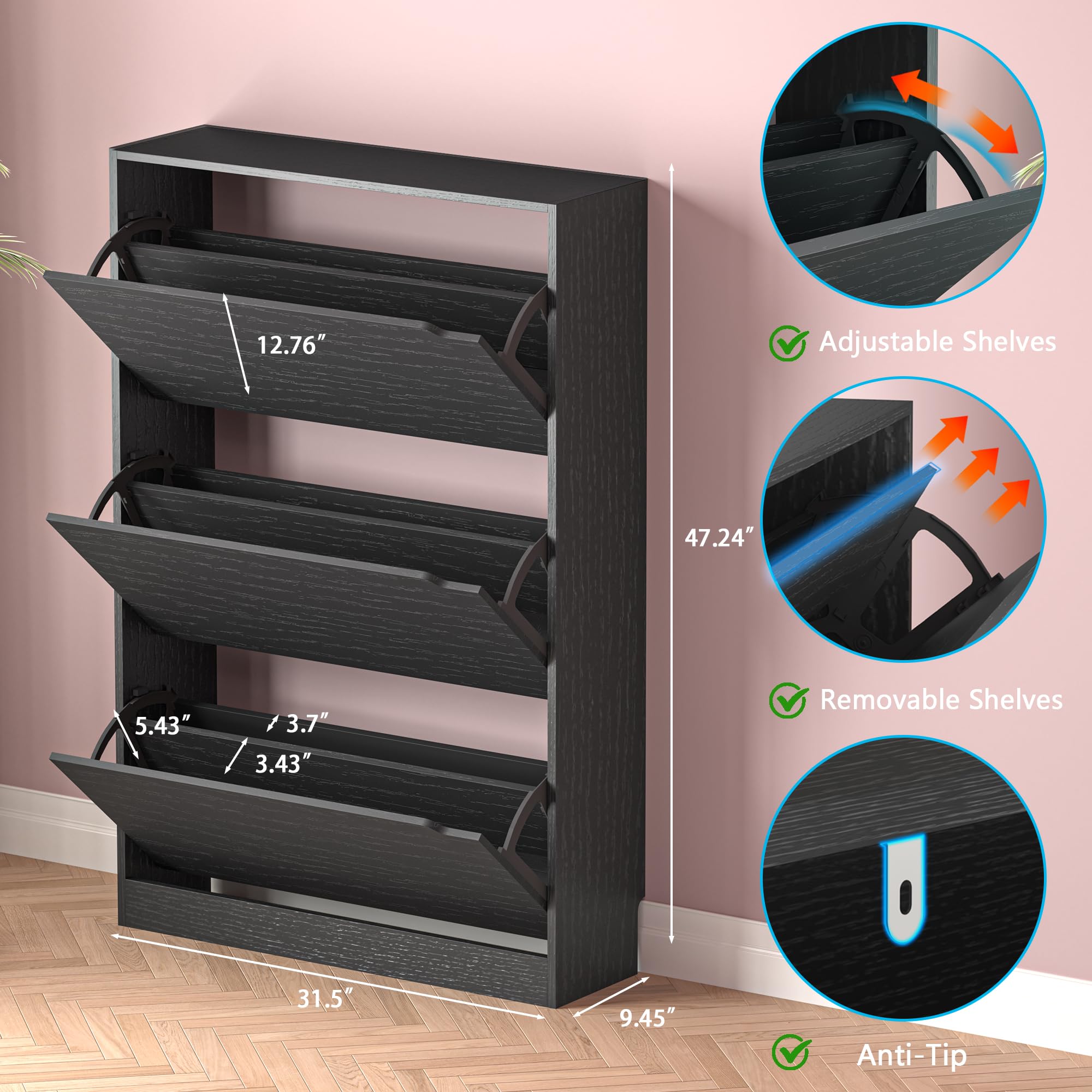 Meuble de rangement pour chaus - Shoe Rack Cabinet Narrow Entryway avis et prix