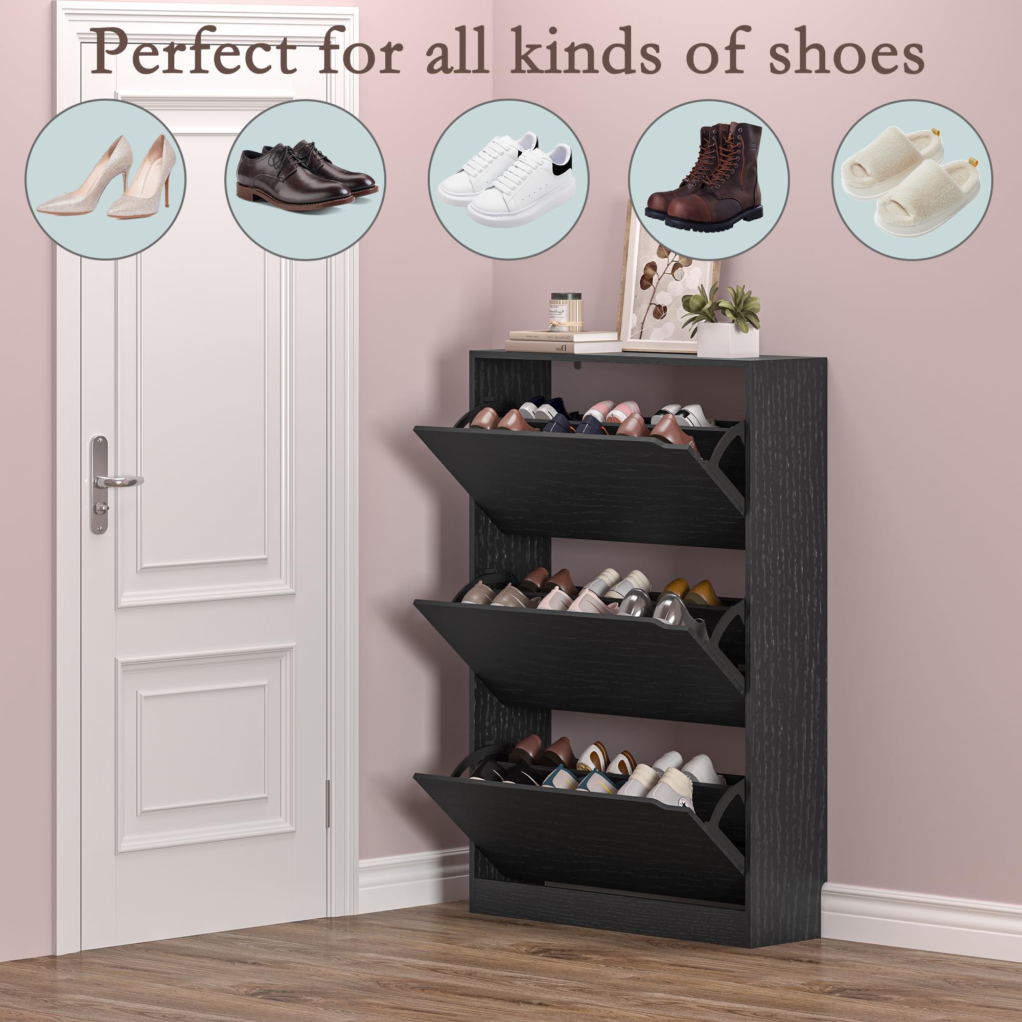 Meuble de rangement pour chaus - Shoe Rack Cabinet Narrow Entryway avis et prix