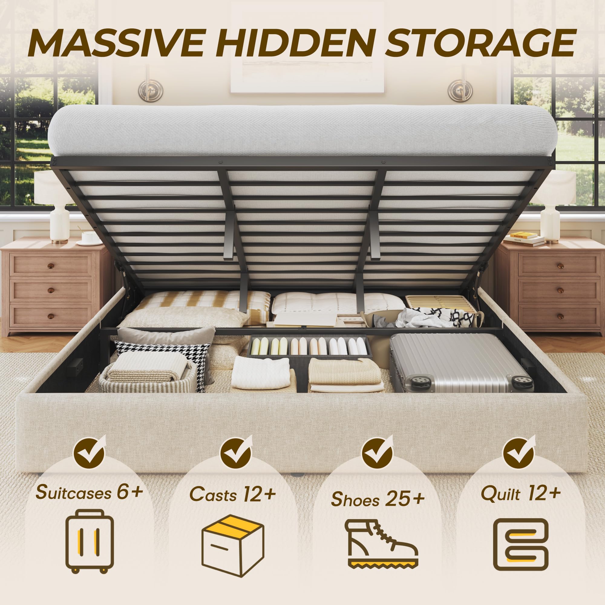 Lit de rangement relevable Kin - Gas Lift Storage Bed Hydraulic avis et prix