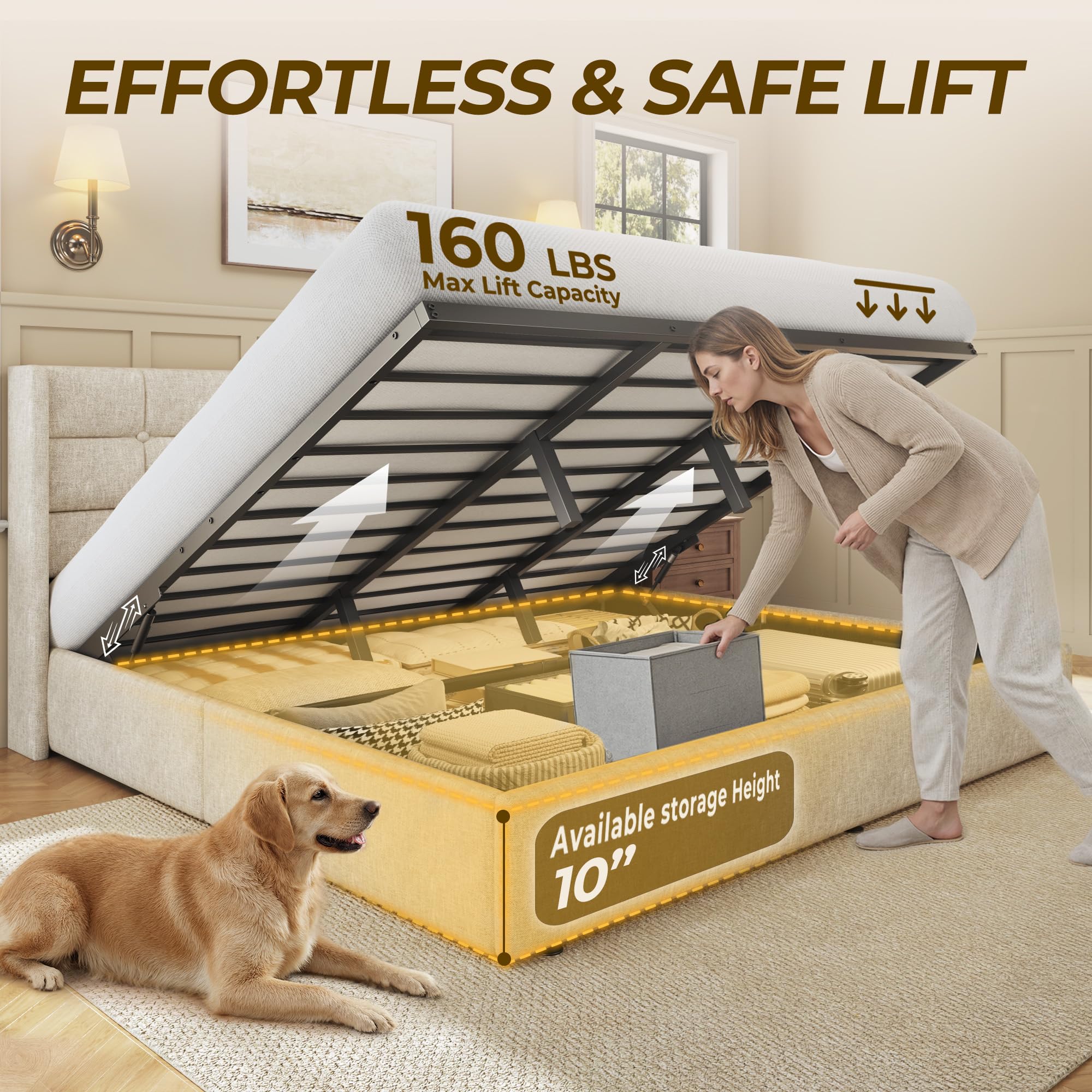 Lit de rangement relevable Kin - Gas Lift Storage Bed Hydraulic avis et prix