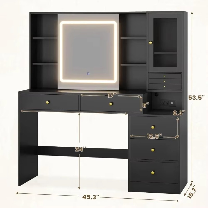 Coiffeuse à 5 tiroirs, table d - Dressing Table Vanity With Lighted Mirror avis et prix