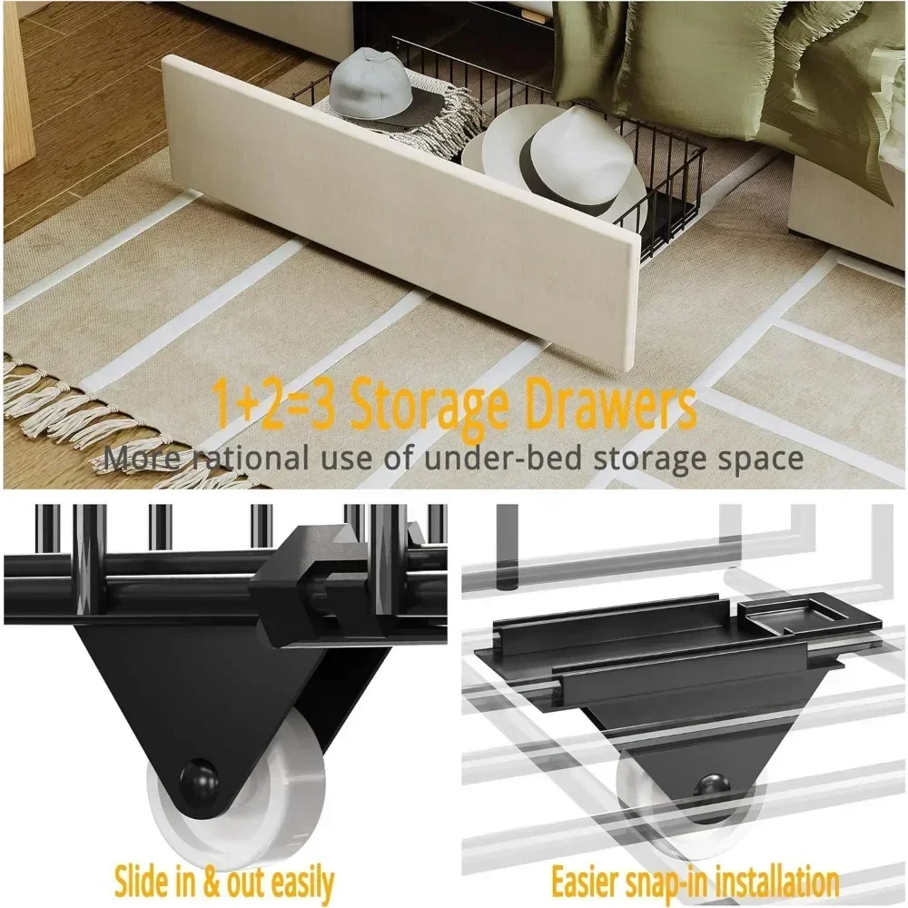 Cadre de lit King Size avec tê - King Size Bed Frame With Storage Drawers avis et prix